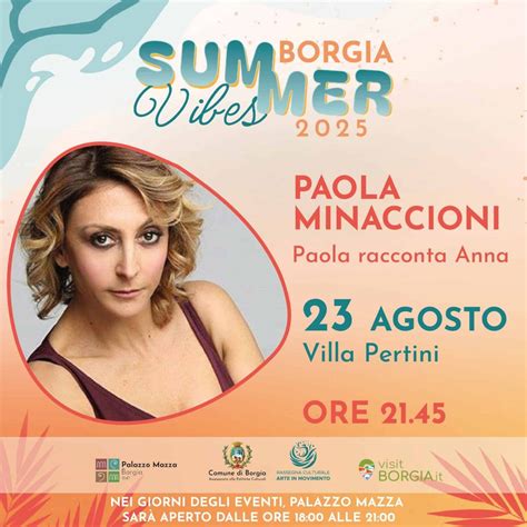 BorgiaSummerVibes - PAOLA MINACCIONI - Paola racconta Anna, Anfiteatro ...