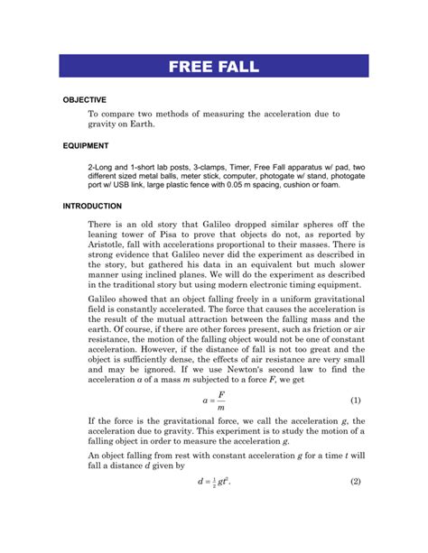 Free Fall Lab Report 的图像结果