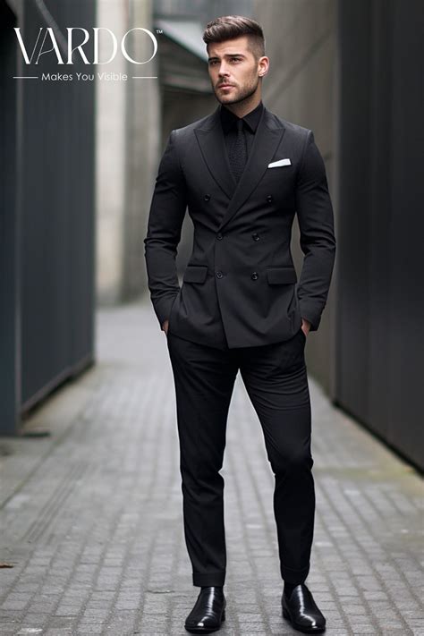 Men's Black Double-breasted Suit - Modern Tailored Fit - Etsy | Stylish ...