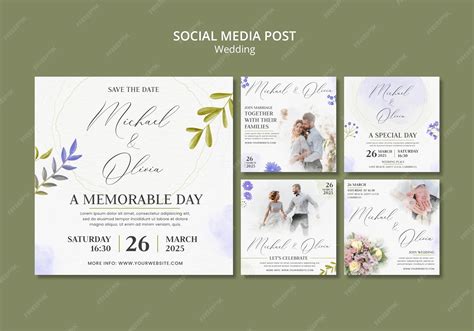 Premium PSD | Watercolor wedding design instagram template