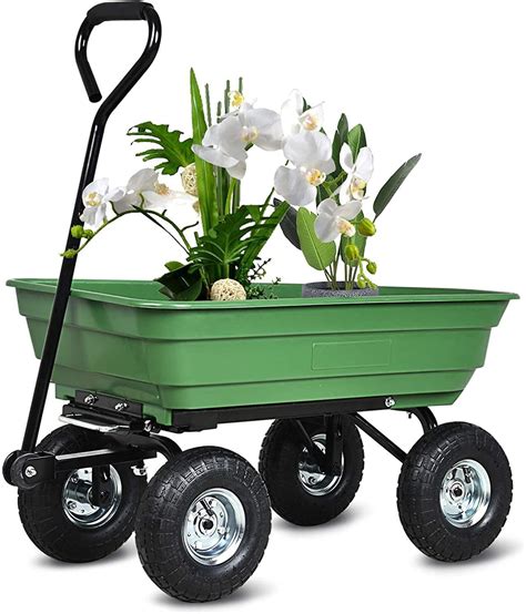 Carts 600 Pound Capacity Heavy Duty Poly Yard Garden Steel Quick Dump ...