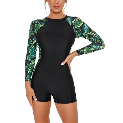 SWSMCLT Women's Long Sleeve Swimsuit High Neck Slimming Soft Bathing ...