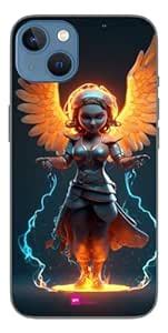 Silicone Designer Cover for Apple iPhone 13 Blackback Angel Character ...