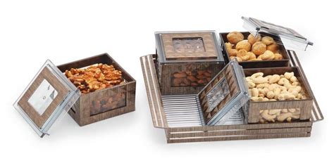 Liza Wooden Serving Tray With Bowl And Lid - Tray & 4 Airtight Bowls ...