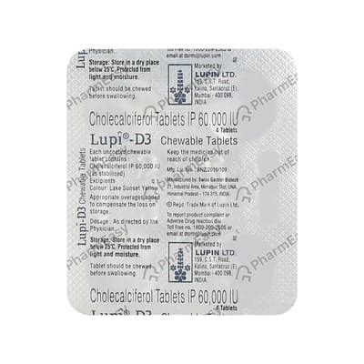Lupi D3 60000 IU Chewable Tablet (4): Uses, Side Effects, Price ...