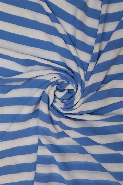 Blue & White Stripes Georgette Fabric – Navya Dachepally