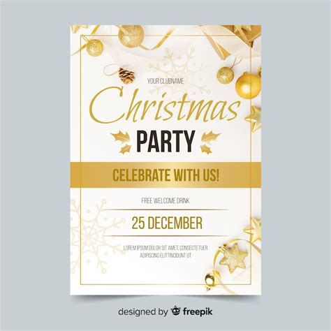 Modelo de panfleto de festa de Natal com foto | Vetor Grátis