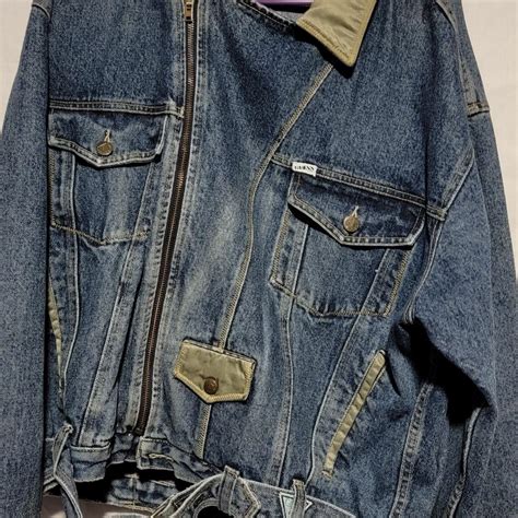 Men vintage Guess blue jeans jacket. Size:large... - Depop