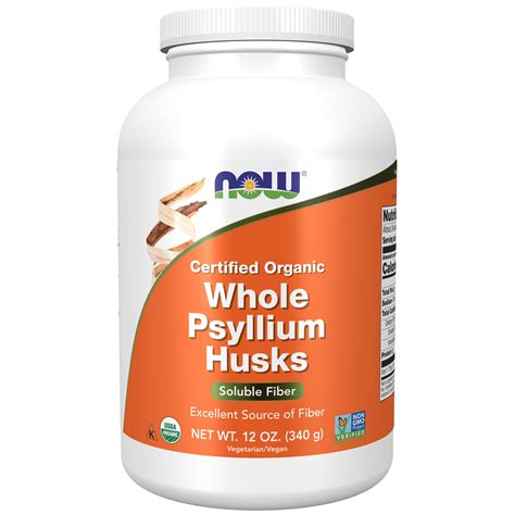 NOW Supplements, Organic Whole Psyllium Husks, Non-GMO, Soluble Fiber ...