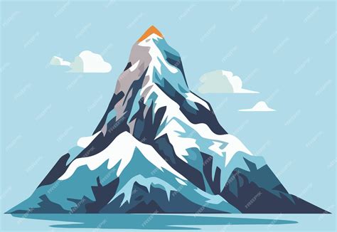 Premium Vector | Snowy mountain peak flat illustration climbing exploration