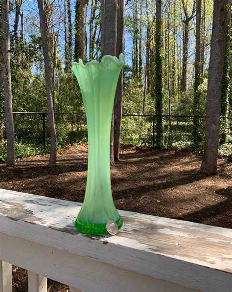 Vintage Antique Swung Vase, Northwood Green Opalescent, Antique ...