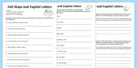 Capital Letters and Full Stops Worksheet Pack | Grammar KS1