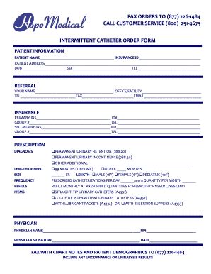 Intermittent Catheter Order Form - Hope Medical Supply - Fill and Sign ...