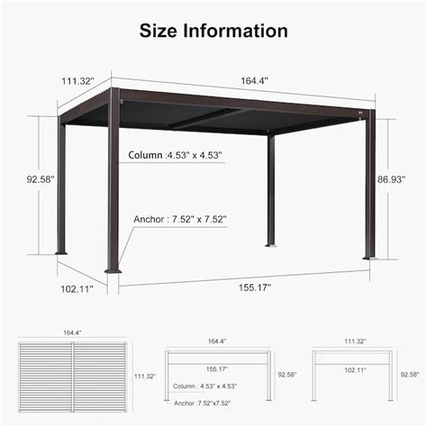 PURPLE LEAF Louvered Pergola 10-ft W x 14-ft L x 7-ft 8-in H Bronze ...
