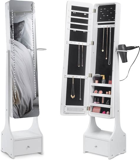 Beautify Free standing full length mirror with storage Illuminating ...