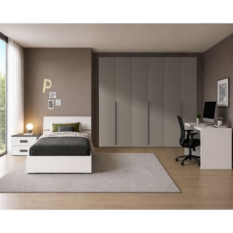 CAMERETTA COMPLETA MOD. BASIC FANGO E BIANCO FRASSINATO