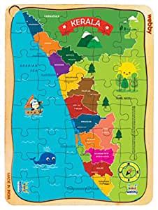 Buy Webby Kerala Map Wooden Jigsaw Puzzle, 40Pcs Online at Low Prices ...