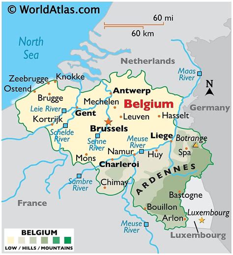 Physical Map of Belgium | Belgium map, Map, Belgium