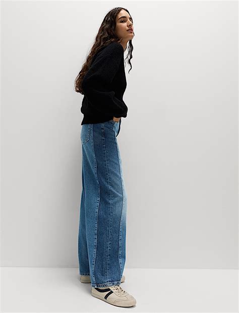 Buy Two Toned Slouchy Wide Leg Jeans at Marks & Spencer