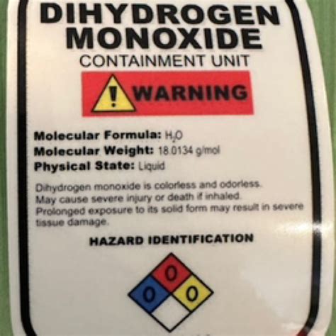 Dihydrogen Monoxide Containment Unit Sticker - International Museum of ...