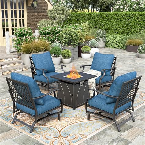 Amazon.com: HERA'S HOUSE 5 Pieces Patio Furniture Set with Fire Pit ...