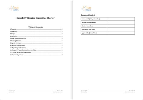 Sample IT Steering Committee Charter Free Template – ITSM Docs - ITSM ...