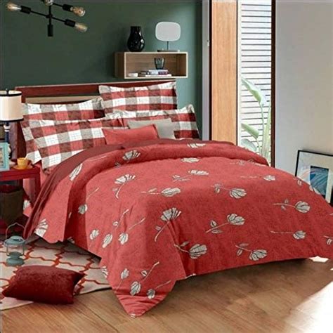 Jinni & Jonny Cotton Double Bed Sheet Carrot Red Colour 225 x245cm ...