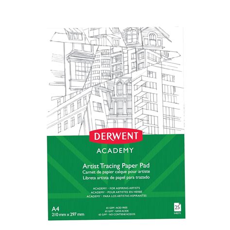 DERWENT Academy Tracing Paper Pad 25 Sheets, 65 GSM (A4 Portrait ...