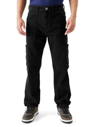 Buy The Souled Store Solids: Black Men and Boys Cotton Blend Straight ...