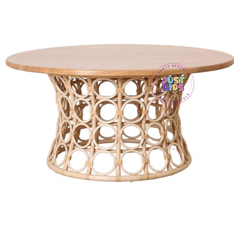 Natural Rattan Round Kids Table Rental | Just Kids Party