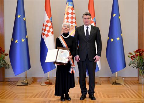 President Milanović Confers Grand Order of Queen Jelena with Sash and Star on Former Croatian ...