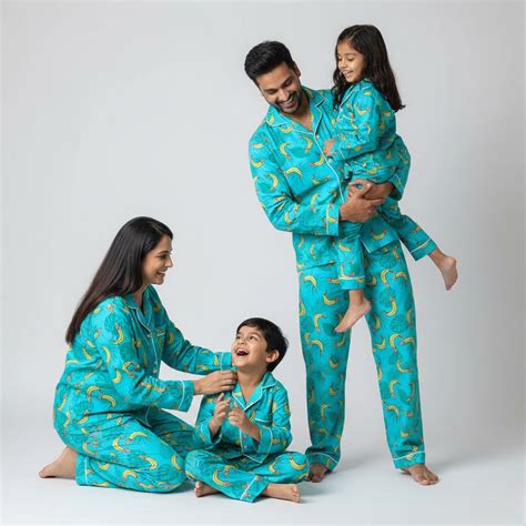 Tropical Banana Family Pajama Set | Vibrant Matching Cotton Sleepwear ...