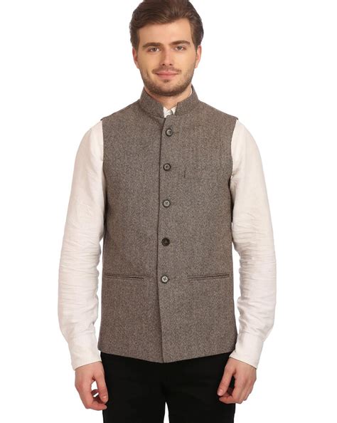 Buy Grey WINTAGE Waistcoat with Stand Collar | AJIO