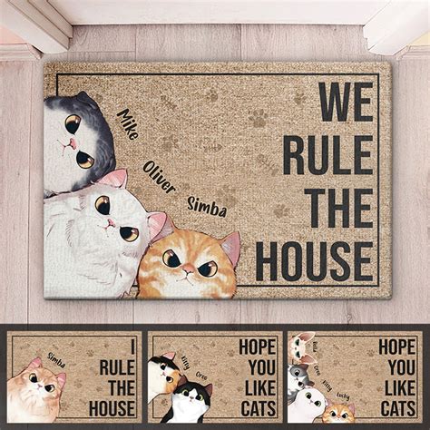 Personalized Cat Doormat, Cats Rule the House, Cat Owner Gift, Custom ...