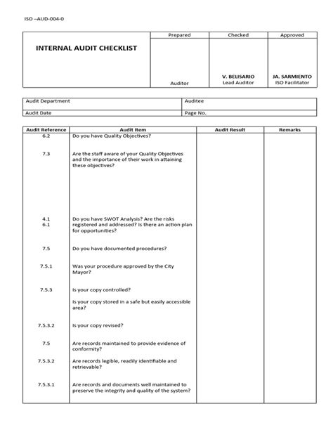 AUDIT CHECKLIST | PDF | Audit | Business