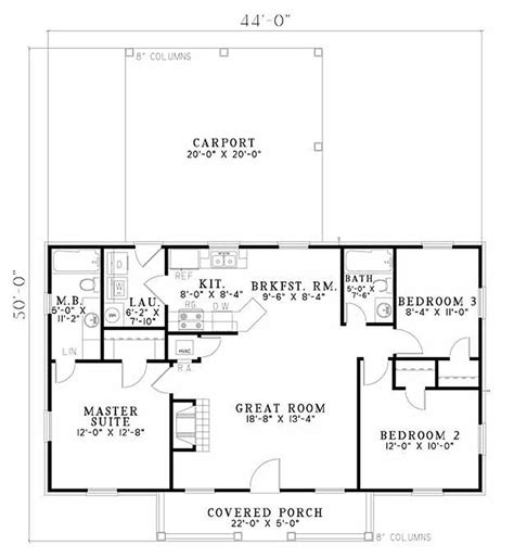Traditional Style House Plan - 3 Beds 2 Baths 1100 Sq/Ft Plan #17-1162 ...