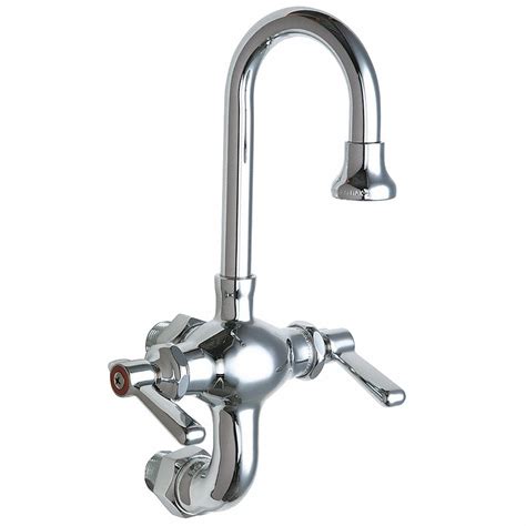 CHICAGO FAUCETS, Wall, Centerset, Gooseneck Service Sink Faucet ...