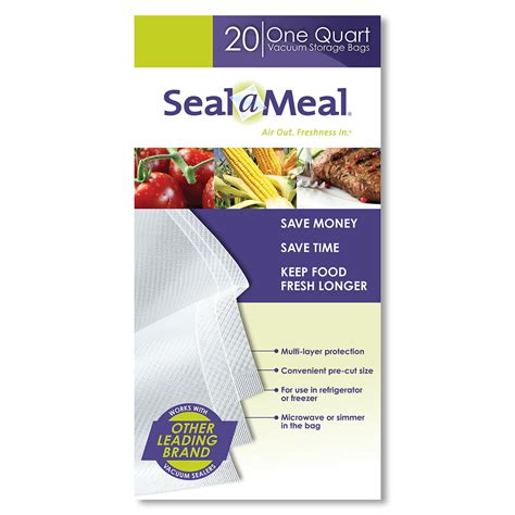 Seal-a-Meal Vacuum Seal Bags for FoodSaver Vacuum Sealers, 1 Quart, 20 ...