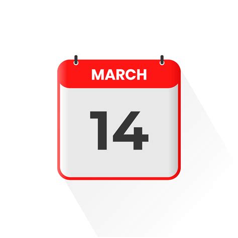14th March calendar icon. March 14 calendar Date Month icon vector ...