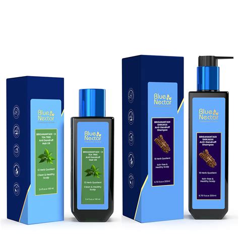 "Briganantadi Anti-Dandruff Combo: Oil & Shampoo – Blue Nectar