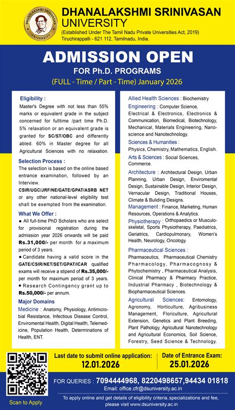 Ph.D. Admission Jan 2026