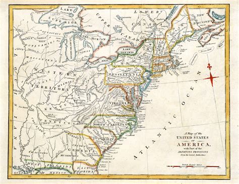 The Original 13 Colonies Map