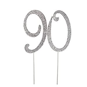 90 Cake Topper for 90th Birthday Party Or Anniversary Crystal ...
