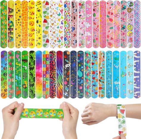 40 PCs Slap Bracelets,Joogee Slap Wrist Bands with Designs Pattern ...