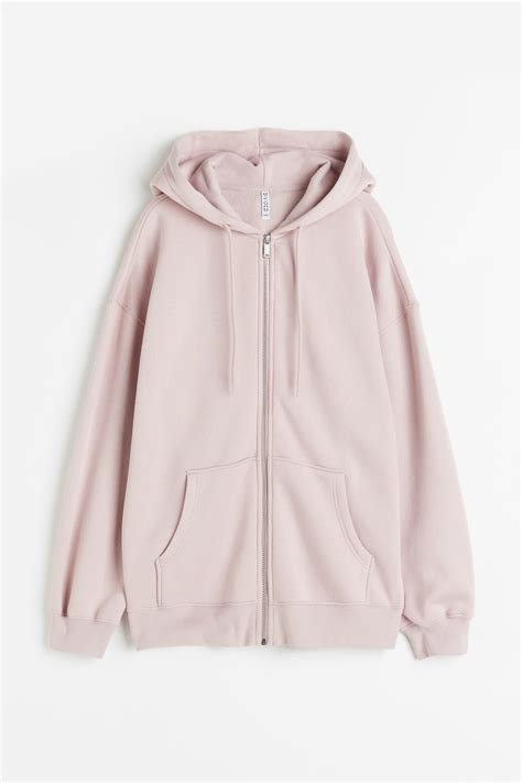 Oversized zip-through hoodie - Dusty pink - Ladies | H&M IN