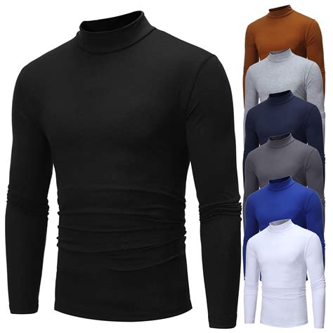 Utoimkio Men's Mock Turtleneck T-Shirts Long Sleeve Crewneck Pullover ...