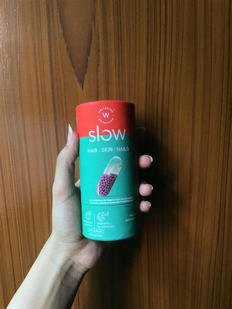 Slow Hair, Skin, & Nails Capsules with glutathione, hyaluronic acid ...