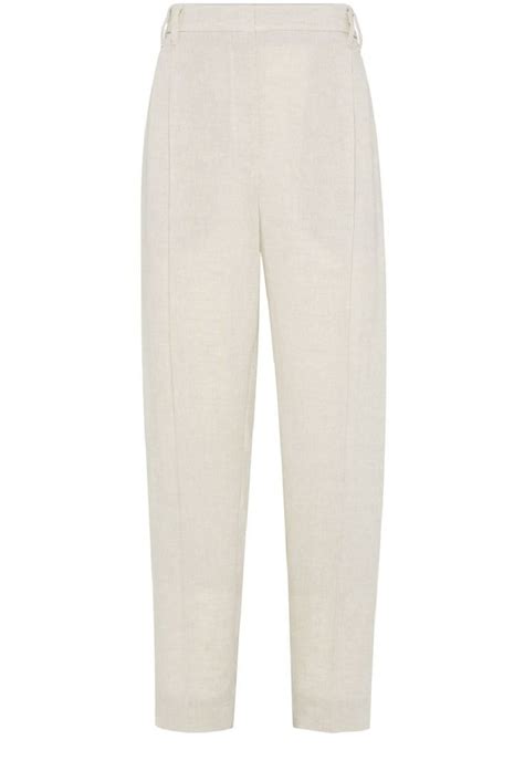 Brunello Cucinelli Tapered High-Waist Beige Pants (Women's) - Walmart.com