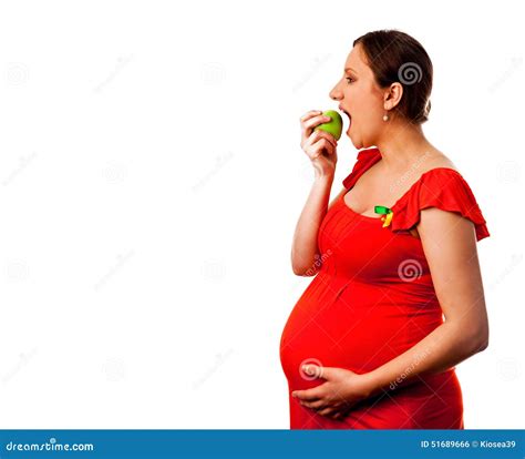 Pregnant Woman Eating Apple Stock Photo - Image of female, home: 51689666