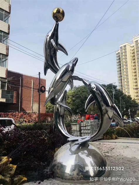不锈钢大型动物海豚雕塑 - 卓景雕塑公司